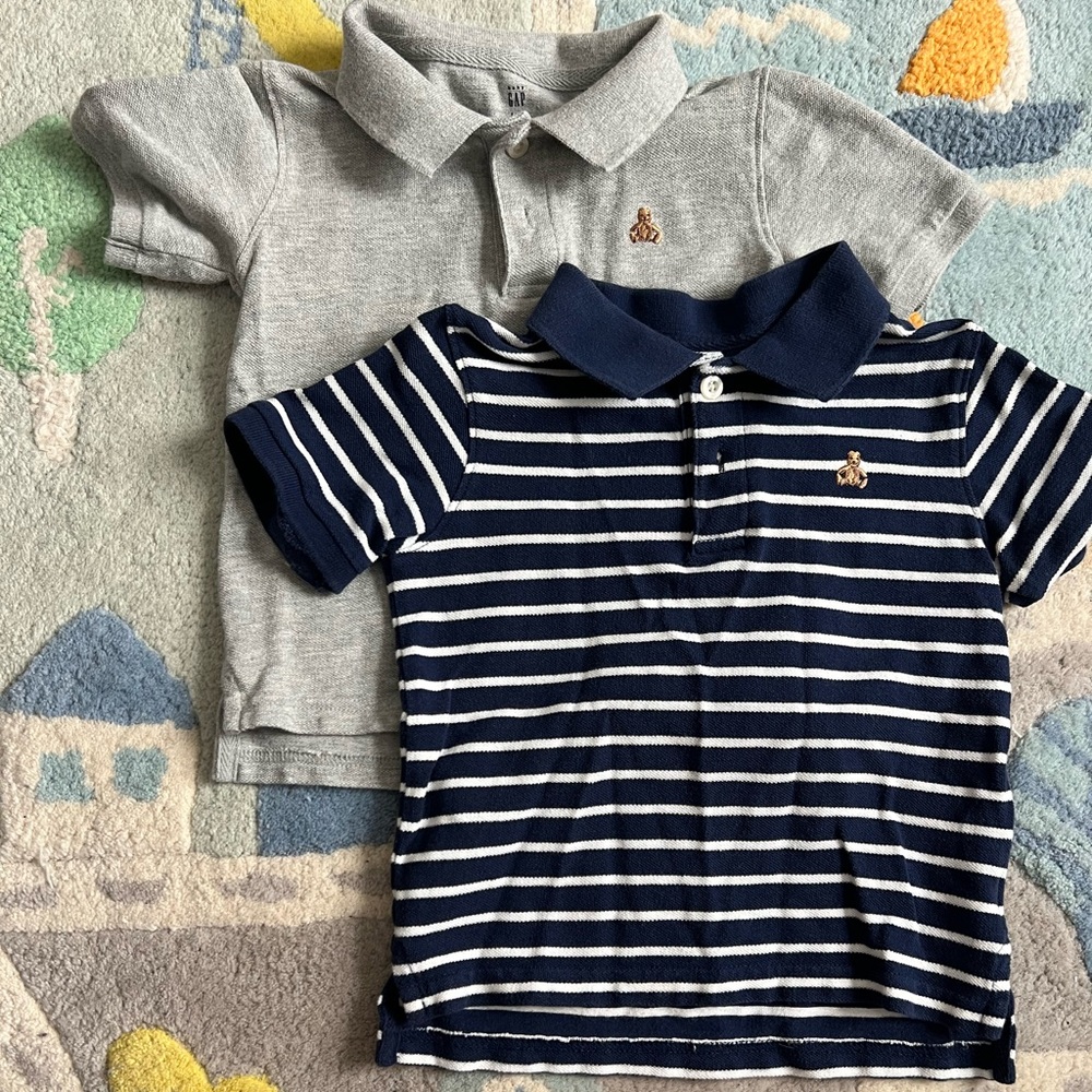 Gap BUNDLE Blue and White Striped and Grey Kids Polo Shirt